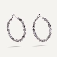 Load image into Gallery viewer, Vivienne Textured Hoop Earrings - White Gold Plated