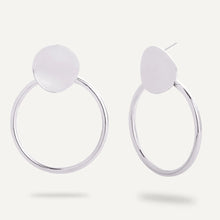 Load image into Gallery viewer, Vivienne Circle Drop Earrings - White Gold Plated