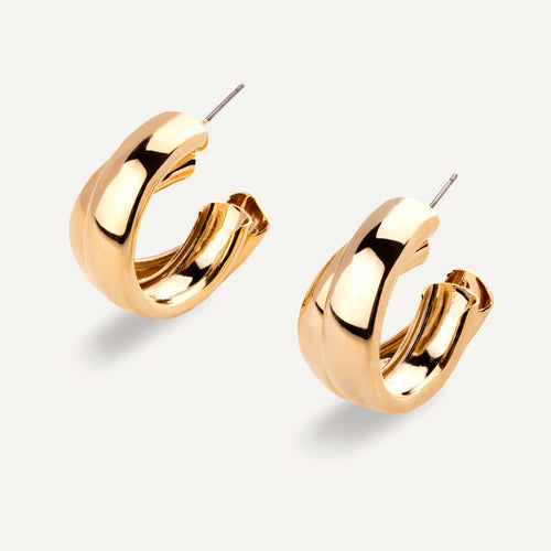 Vivienne Demi Double Hoop Earrings - Gold Plated