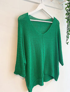 Rachelle Open Stitch Jumper - Emerald Green