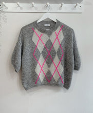 Load image into Gallery viewer, Rowan Argyle Mohair Blend Jumper - Grey &amp; Cream
