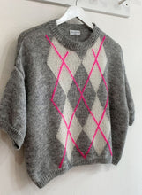Load image into Gallery viewer, Rowan Argyle Mohair Blend Jumper - Grey &amp; Cream