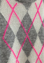 Load image into Gallery viewer, Rowan Argyle Mohair Blend Jumper - Grey &amp; Cream
