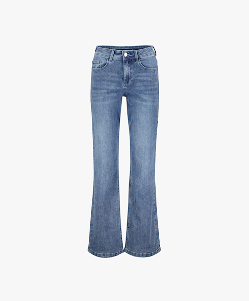 Red Button Colette Wide Leg Denim Jeans - Blue Used Stone