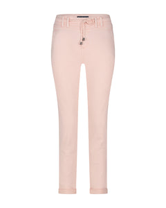 Red Button Tessy Cropped Slubtwill Plain Cotton Trousers - Blush
