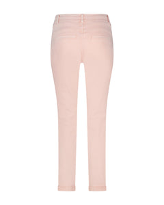 Red Button Tessy Cropped Slubtwill Plain Cotton Trousers - Blush