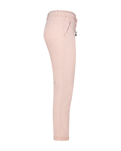 Red Button Tessy Cropped Slubtwill Plain Cotton Trousers - Blush