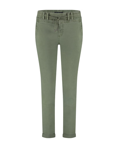 Red Button Tessy Cropped Slubtwill Plain Cotton Trousers - Teagreen