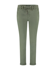 Red Button Tessy Cropped Slubtwill Plain Cotton Trousers - Teagreen