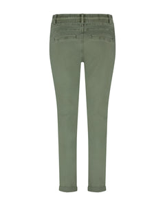 Red Button Tessy Cropped Slubtwill Plain Cotton Trousers - Teagreen