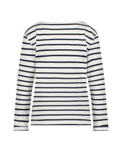 Load image into Gallery viewer, Red Button Terry Stripe Cotton Top - Dark Blue