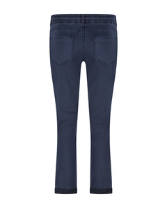 Red Button Tessy Jog Cropped Plain Cotton Trousers - Navy