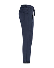 Load image into Gallery viewer, Red Button Tessy Jog Cropped Plain Cotton Trousers - Navy