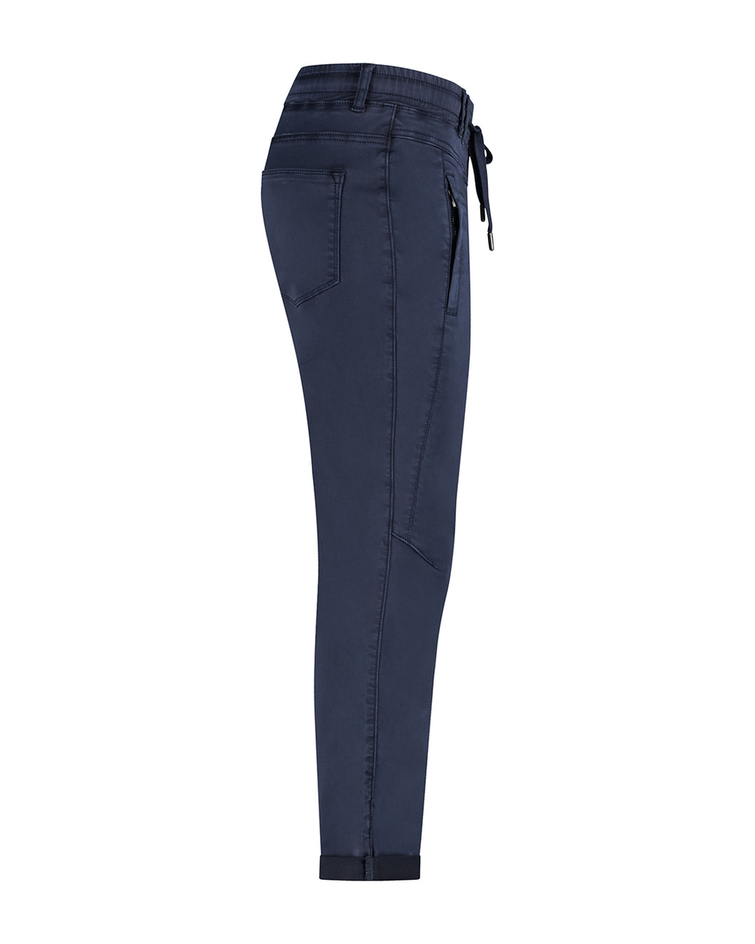 Red Button Tessy Jog Cropped Plain Cotton Trousers - Navy