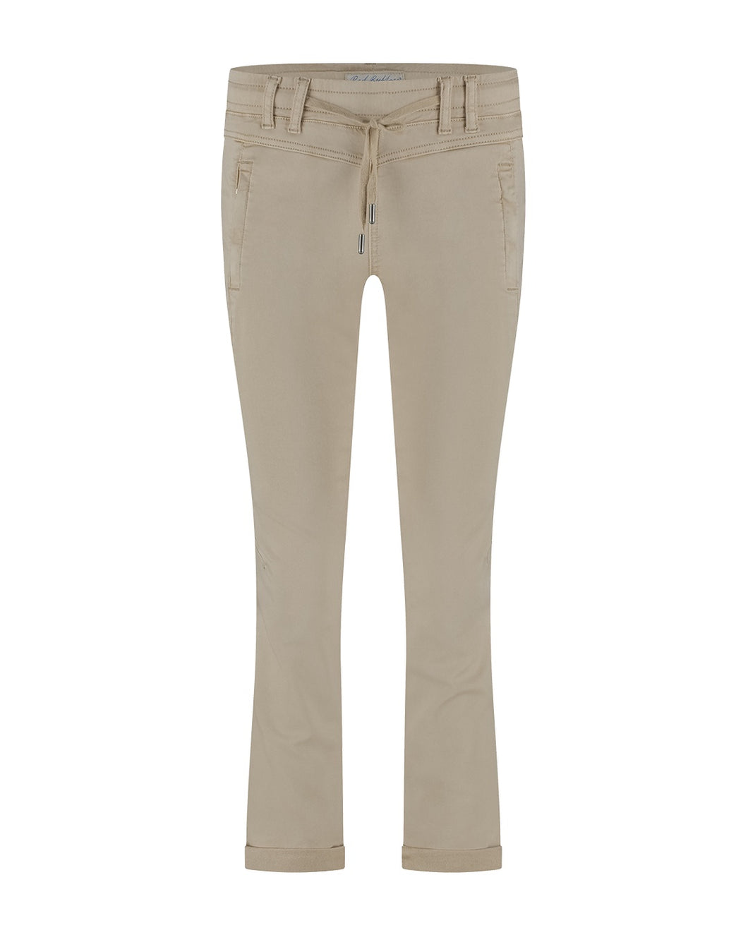 Red Button Tessy Jog Cropped Plain Cotton Trousers - Sand