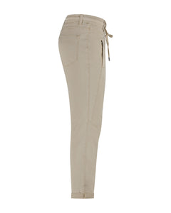 Red Button Tessy Jog Cropped Plain Cotton Trousers - Sand