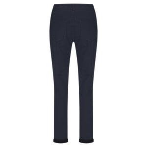 Red Button Tessy Jog Cropped Plain Cotton Trousers - Navy