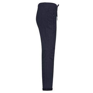 Red Button Tessy Jog Cropped Plain Cotton Trousers - Navy
