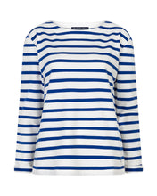 Load image into Gallery viewer, Red Button Terry Stripe Cotton Top - Cobalt