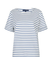 Load image into Gallery viewer, Red Button Terry Stripe Cotton T-Shirt - Jeans Blue