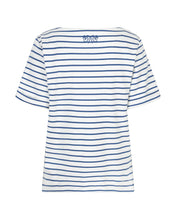 Load image into Gallery viewer, Red Button Terry Stripe Cotton T-Shirt - Jeans Blue