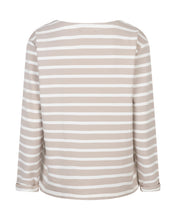 Load image into Gallery viewer, Red Button Terry Stripe Cotton Top - Pebble