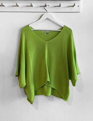 Sarah Fine Knit Cotton Blend Jumper - Lime