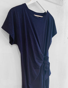 Tessa Cotton Jersey Knit Front Maxi Dress - Navy