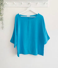Load image into Gallery viewer, Vittoria Short Sleeve Cotton Top - Turquoise