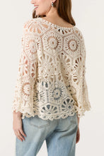 Load image into Gallery viewer, Aida Crochet Long Sleeve Cotton Top - Stone
