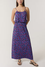 Load image into Gallery viewer, Sandrine Animal Print Maxi Sundress - Royal Blue &amp; Neon Pink