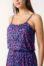 Load image into Gallery viewer, Sandrine Animal Print Maxi Sundress - Royal Blue &amp; Neon Pink