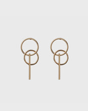 Load image into Gallery viewer, Dual Circle &amp; Bar Drop Earrings