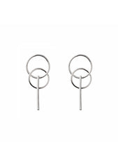 Load image into Gallery viewer, Dual Circle &amp; Bar Drop Earrings