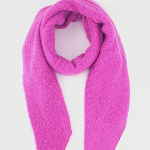 Evie Asymmetric Textured Blanket Scarf - Hot Pink