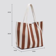Load image into Gallery viewer, Daphne Stripe Canvas Tote Bag - Black &amp; Stone