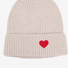 Load image into Gallery viewer, Austin Ribbed Heart Motif Beanie Hat - Cream
