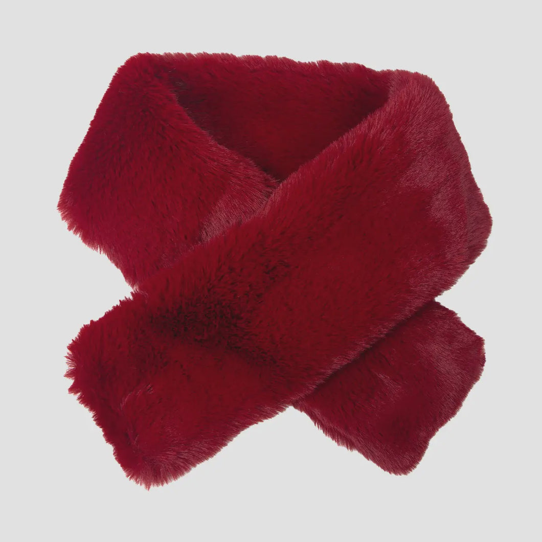Felicity Palin Faux Fur Scarf - Berry Red