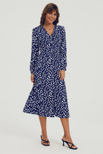 Load image into Gallery viewer, Myla Abstract Print Long Sleeve Midi Dress - Navy &amp; White