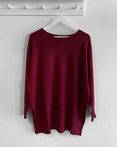 Audrey Batwing Jumper - Granata Burgundy