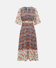Load image into Gallery viewer, Sienna Contrast Floral Angel Sleeve Midi Dress