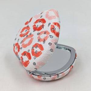 Red Lipstick & Diamante Compact Mirror