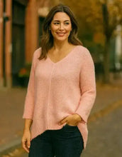 Load image into Gallery viewer, Lizzie Boucle V Neck Jumper - Pale Pink