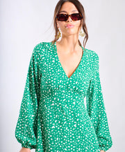 Load image into Gallery viewer, Norah Spot Print Midi Dress - Green &amp; White
