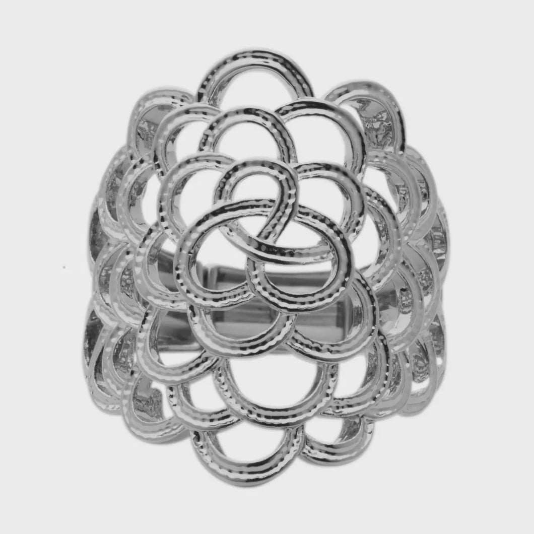 Kahina Interlocking Loop Ring - Silver Rhodium