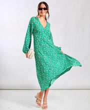 Load image into Gallery viewer, Norah Spot Print Midi Dress - Green &amp; White