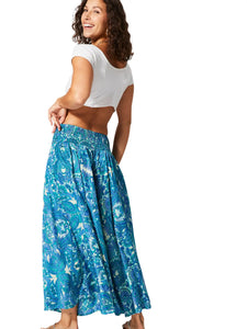 Harmonia Paisley Print Long Skirt - Blue