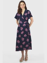 Load image into Gallery viewer, Sienna Palm Print Wrap Dress - Navy &amp; Pink