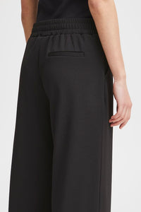 ICHI Kate Wide Legged Jersey Long Trousers - Black