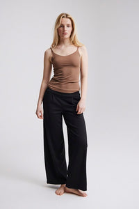 ICHI Kate Wide Legged Jersey Long Trousers - Black